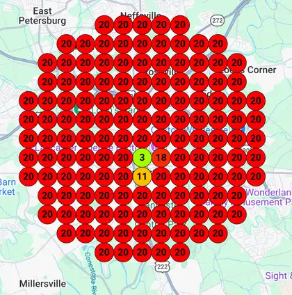 Google Maps ranking before optimization showing low visibility